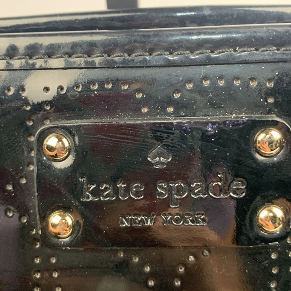 Kate Spade Black Shiny Patent Leather Tote Bag Tan spade lined with pockets - Picture 3 of 16